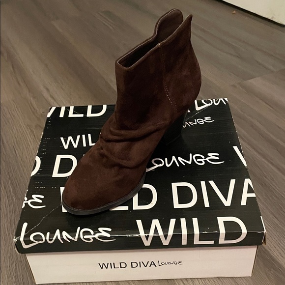 Wild Diva Chocolate Suede Ankle Boots - Picture 1 of 3